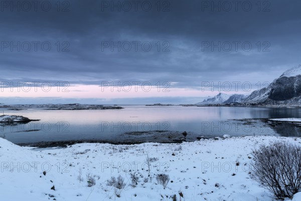 Winter landscape in the Lofoten Islands, Norway, Europe