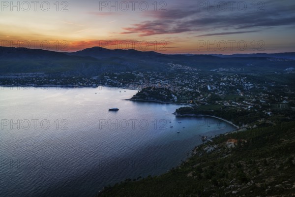 City Cassis MEDITERRANEAN SEA at night near Marseille