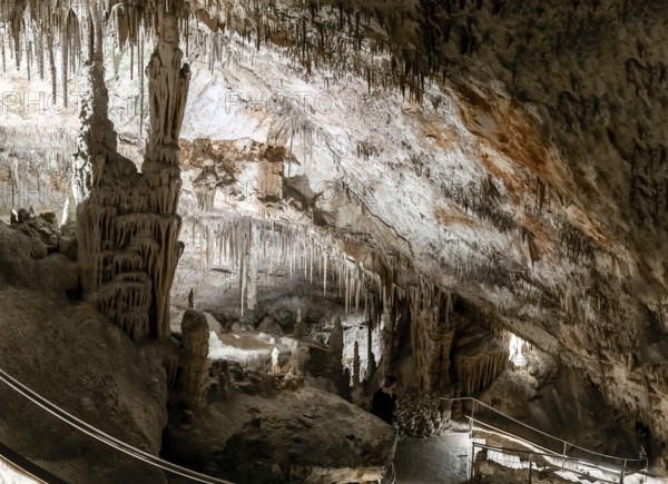Porto Cristo, Spain, 23 January, 2024: view of the rock formations inside the Cuevas del Drach in eastern Majorca, Europe