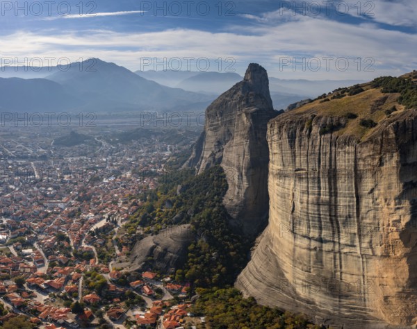 A view of Kalabaka village and landscape of Meteora