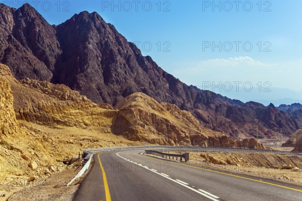 The road to Eilat - large international year-round resort. The highway connects Eilat city to the center of the country. The highway runs through the Eilat Mountains