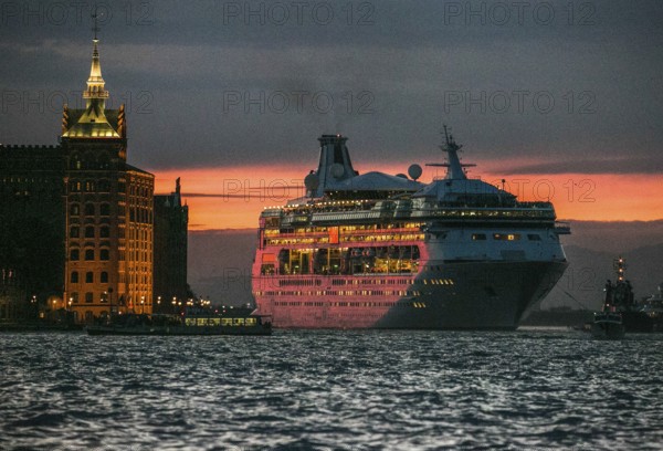 Italy Venice cruise ship -521 in the evening in the Canale della Giudecca left Stucky mill