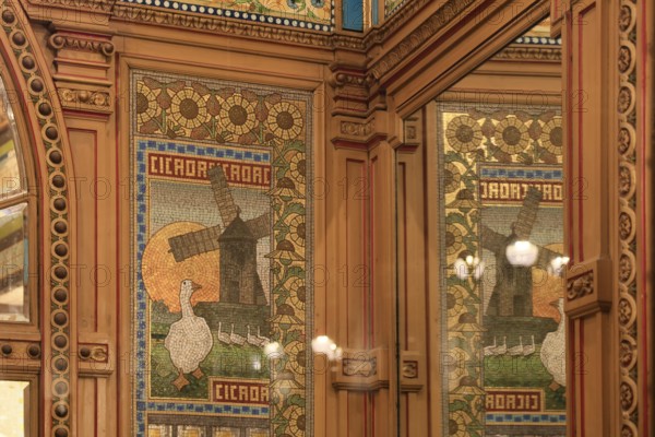 Art Nouveau brasserie La Cigale on Place Graslin in the evening, Nantes, Loire-Atlantique department, Pays de la Loire region, France, Europe