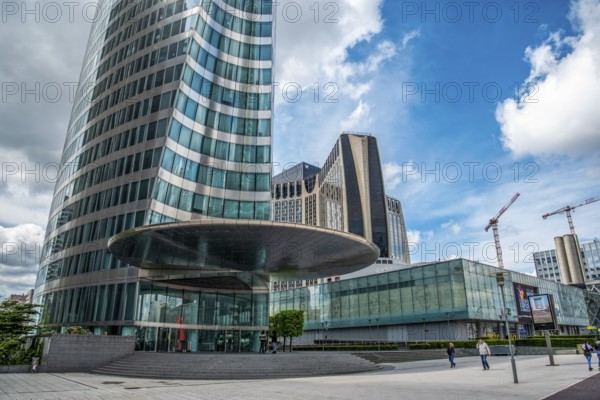 PARIS, FRANCE, MAY 29, 2022, Scenic skyscrapers with glass facades at La Defense district in Paris, France, Europe