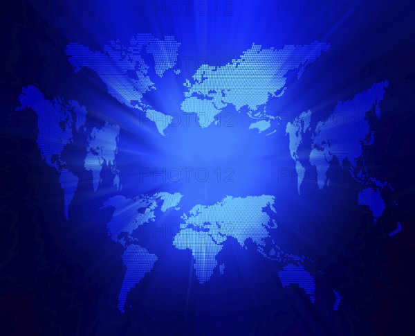 Dot World map business background. Blue colors lights on background