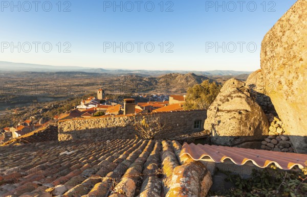 Small Town Monsanto in Portuguese Mountains at Evening sunlight