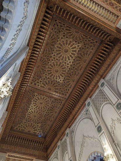 CASABLANCA, MOROCCO, APRIL 13, 2023, Interior of the famous Hassan II Mosque at the coast of Casablanca, Morocco, Africa