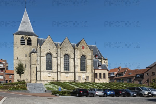 Wemmel, Flemish Region, Belgium, 09 01 2021 Facade and suburban surroundings of the catholic church, Europe