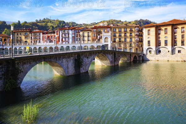 Beautiful bridge was built across the river Oria. Tholosa is small old town with interesting and unusual architecture. Basque country