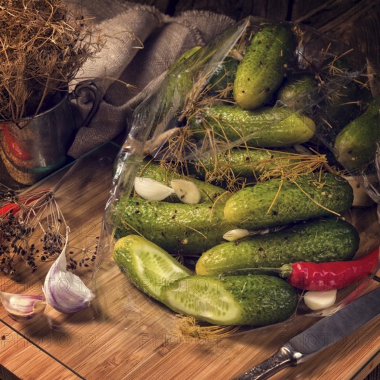Salt cucumbers briefly stored