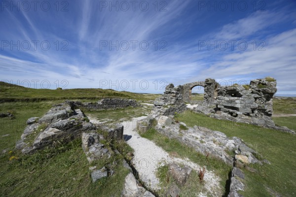 Ruins of the ruined St Dwynwen Church, Llanddwynn Island, Newborough, Anglesey, Wales, Great Britain