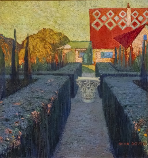 My home, Atilio Boveri, 1925, oil on table, pollensa museum, Majorca, Balearic Islands, Spain, Europe