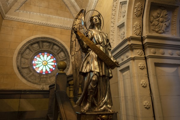 Angel in presbytery, Sanctuary of the Mare de Déu de Sant Salvador, XIV century., Felanitx, Majorca, Balearic Islands, Spain, Europe