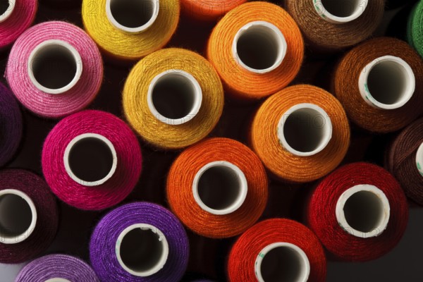Sewing threads multicolored background closeup