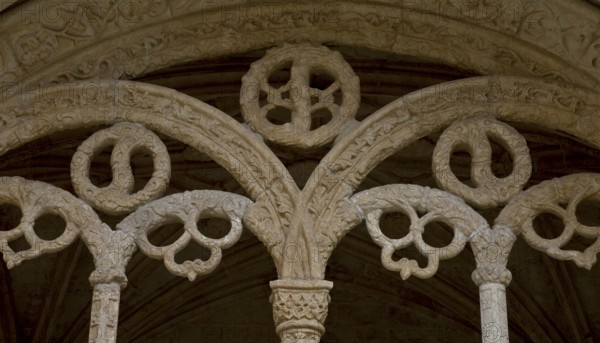 Cloister, basement window with pretzel-like tracery in Emanuelian style, St., Sankt, Saint
