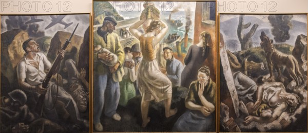 Aurelio Arteta, triptych of war. the front, the exodus, the rear, around 1937-1938, oil on canvas, Alava Fine Arts Museum, Vitoria, Basque Country, Spain, Europe