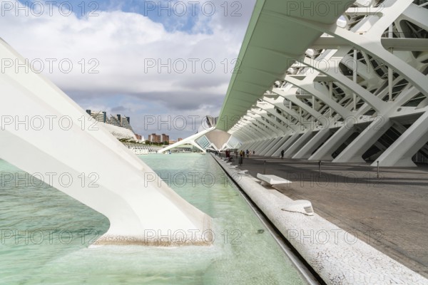 Valencia, Spain, July 30, 2023: View of the City of Arts and Sciences. It was designed by famous Spanish architect Santiago Calatrava, Europe