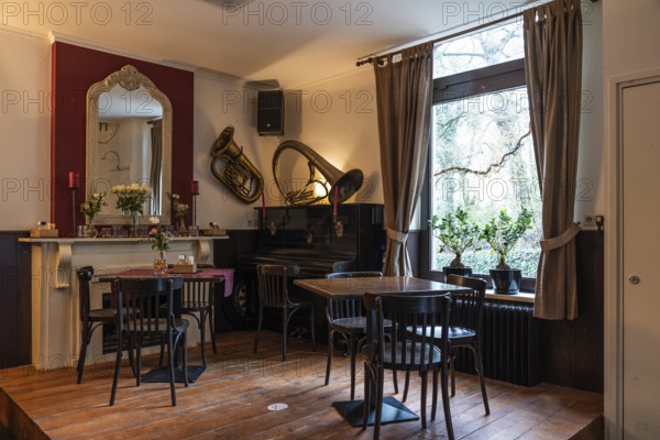 Mheer, Limburg, The Netherlands, 04 05 2022, Interior of the cafe Quanten, a local village pub, Europe