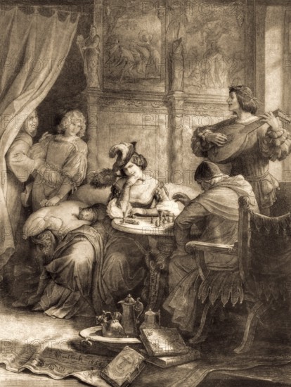 Adelheid von Walldorf, scene from the drama Goetz of Berlichingen of the Iron Hand by Johann Wolfgang von Goethe, after Wilhelm von Kaulbach