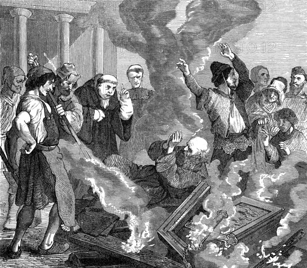 Peter of Bruys, Pierre De Bruys or Peter de Bruis, 1117 – c.1131, a popular French religious teacher, burning in his own bonfire