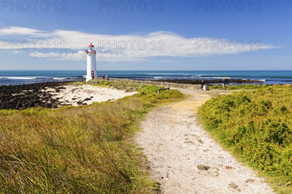 This lighthouse on Griffiths Island was built in 1859 and it is one of the main tourist attractions of the area, Port Fairy, Victoria, Australia, Oceania