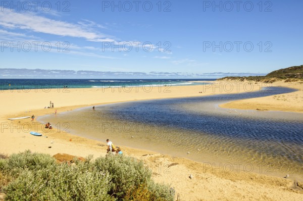 The mouth of Margaret River at the northern end of Calgardup Bay, Prevelly, WA, Australia, Oceania