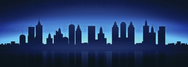 An illustration of a city skyline by night background banner