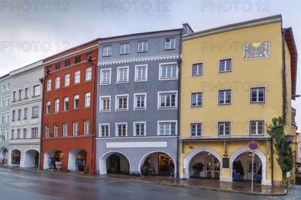 Street with historical houses in Wasserburg am Inn, Germany, Europe