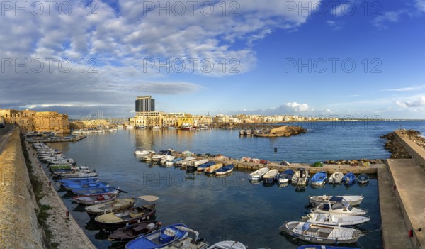 Gallipoli, Italy, 29 November, 2023: view of the harbor and sports marina of Gallipoli in Apulia, Europe