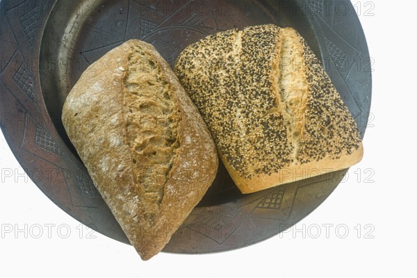 Stone oven rolls, Tuscan rolls on a tin plate