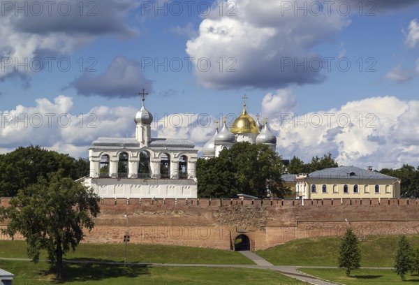 View of the Kremlin of Novgorod the Great from Volkhov River, Russia, Europe