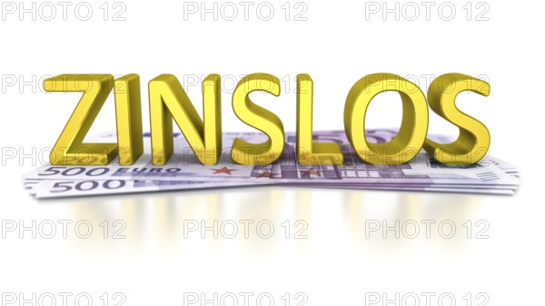 Some 500 Euro banknotes with the word without interest in german language