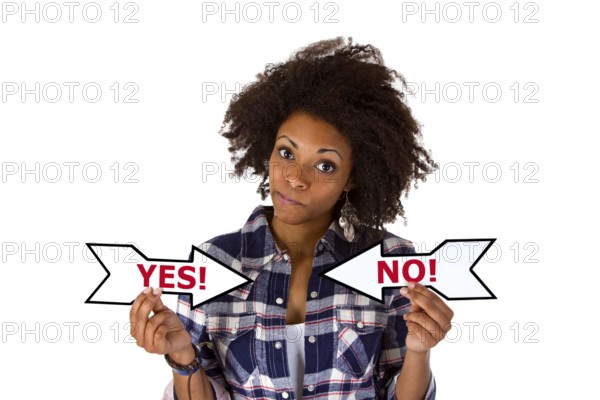 Young woman holding arrows cropped on white background