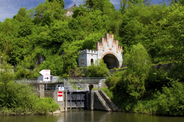 Germany, Hesse, Weilburg an der Lahn, ship tunnel, boat tunnel, lock, Federal Republic of Germany, Europe