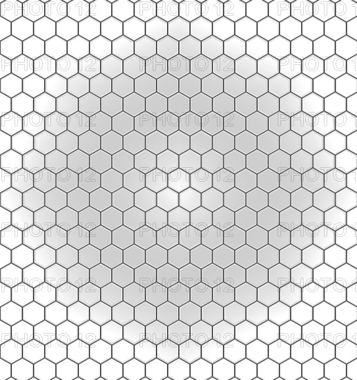 Hexagonal grid forming concentric circles with gradient from white to gray, creating a modern and abstract background.Belarus