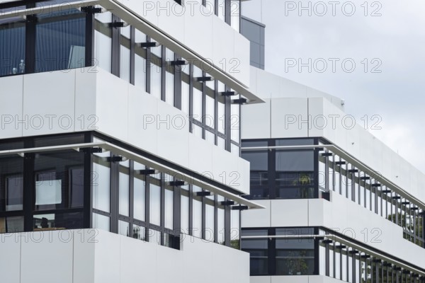 Facade of an modern large house, wall with windows