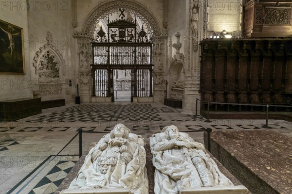 Burgos, Spain, 14 April, 2024: view of the tomb of the Duke and Duchess of Frias in the Chapel of the Purification in the cathedral of Burgos, Europe