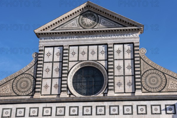 Facade of the renaissance church Santa Maria Novella in Florence, Italy, Europe