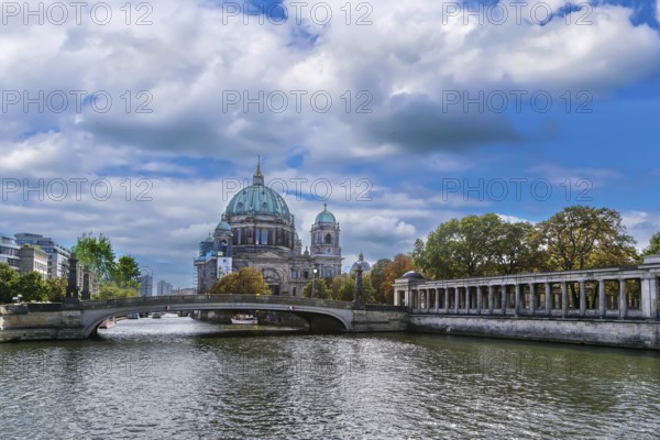 View of Berlin Cathedral from Spree river, Germany, Europe