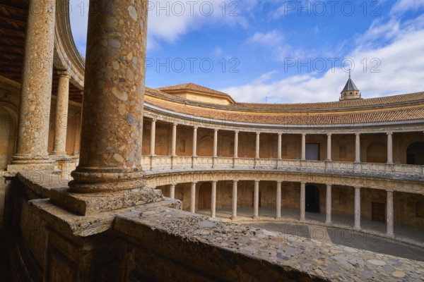 Alhambra Carlos V courtyard in Granada of Spain Andalusia