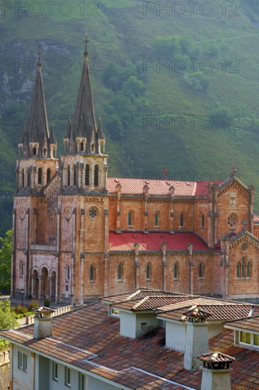 Covadonga Catholic sanctuary Basilica church in Asturias at Cangas de Onis