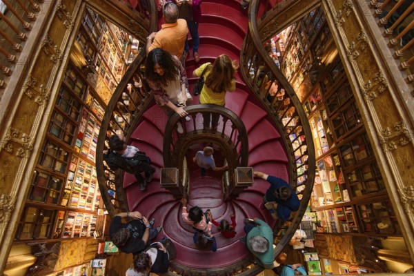 Interior of Lello Bookstore, one of the most beautiful bookstores in the world, in Porto, Portugal, Europe