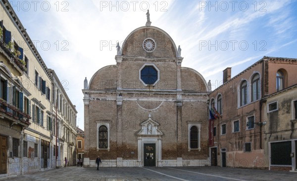 Italy Venice Santa Maria dei Carmini -310 built 1286-1348 façade early 16th century in the alley next to the church the Scuola Grande del Camini built 2H 17th century