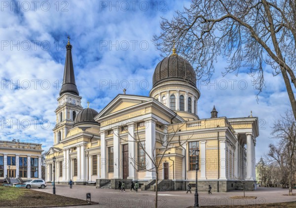 Odessa, Ukraine 16.02.2023. Spaso-Preobrazhensky Cathedral in Odessa, Ukraine, on a sunny winter day, Odessa, Ukraine, Europe
