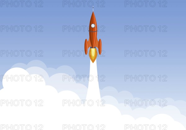 Art launch rocket with sky space. Startup concept