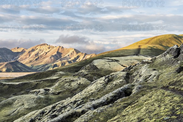 Evening mood in the highlands of Iceland, taken near the highland valley Landmannalaugar in Suðurland, Iceland, Europe