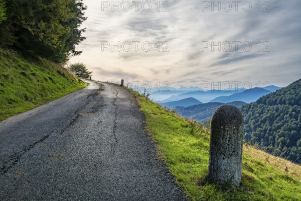 Alpine road in the alps of Lake Como