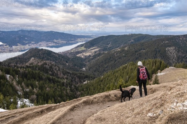 Hiking during early spring in the Bavarian alps near Tegernsee, Germany, Europe