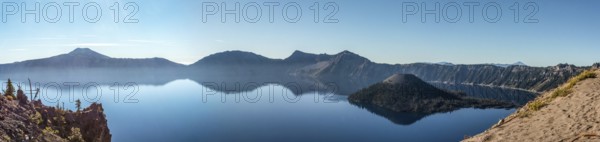 Magnificent reflection of the caldera of Crater Lake in the Crater Lake NP, USA, North America