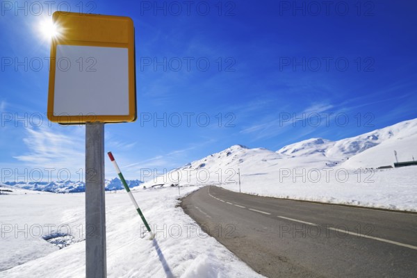 Baqueira Beret road in Lerida Catalonia ski resort in Aran Valley of Pyreness Spain